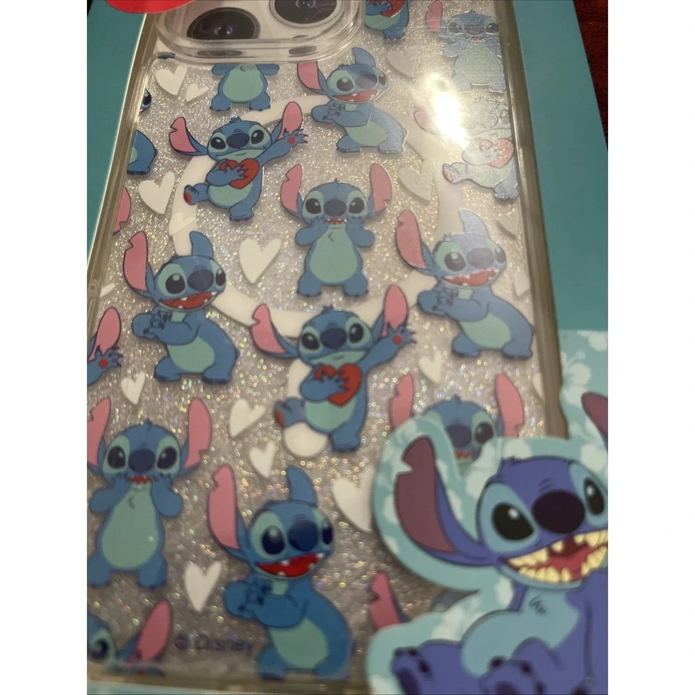 New Disney Stitch iPhone 16 pro max Phone Case‎ Valentine Day Gift hearts kisses